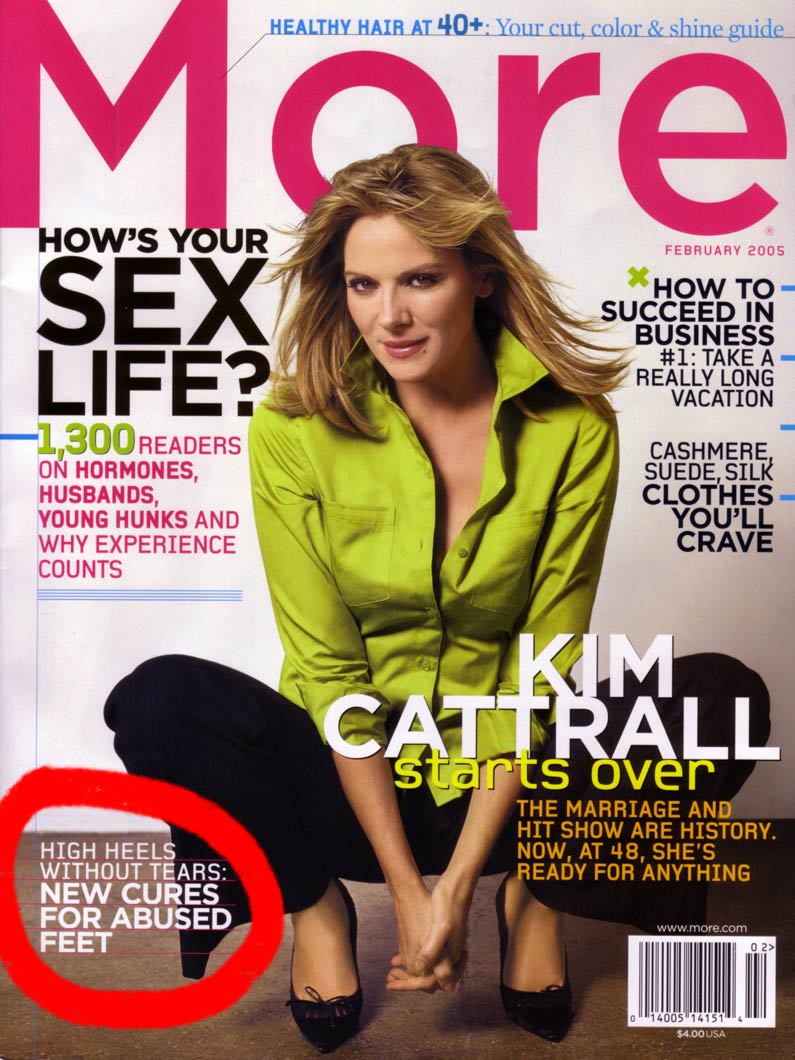 MORE magazine article, "Feet Hurt?" cover