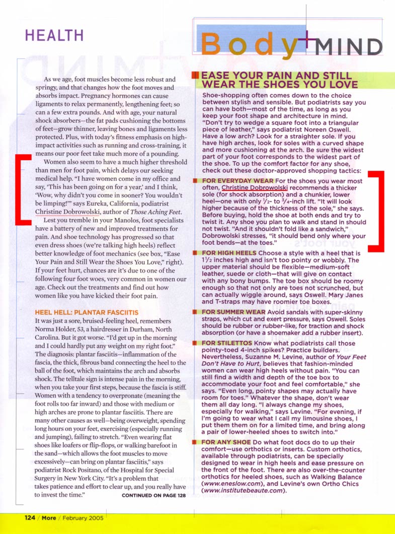 MORE magazine article, "Feet Hurt?" page 3