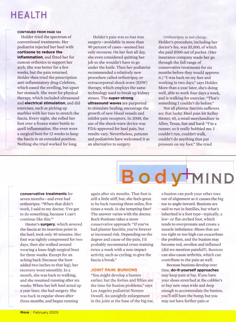 MORE magazine article, "Feet Hurt?" page 4