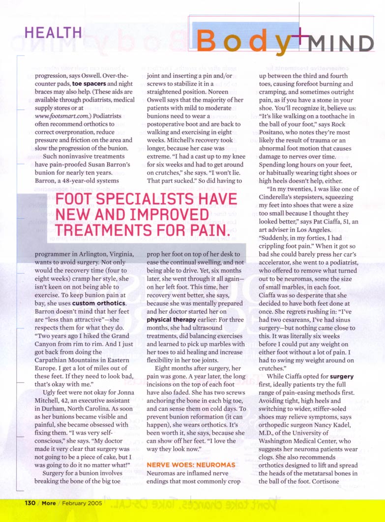 MORE magazine article, "Feet Hurt?" page 5