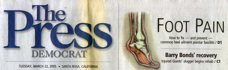 Press Democrat Newspaper Article - Foot Pain Cover page