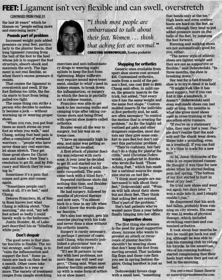 Press Democrat Newspaper Article - podiatry story